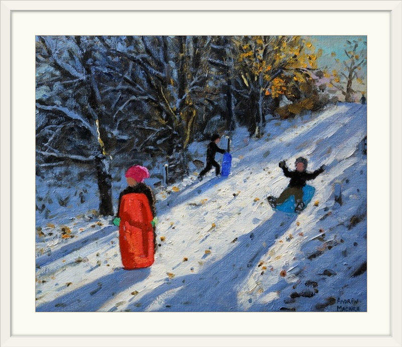 «Red Sledge Allestree Park Derby» par Gonzalez, reproduction d'art, H 27 po x l 32 po x P 1 po, Cadre blanc