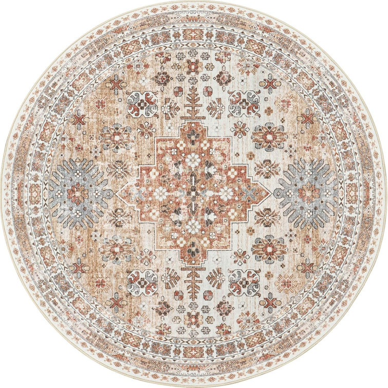 Medallion Non Slip Washable Rug(Orange)