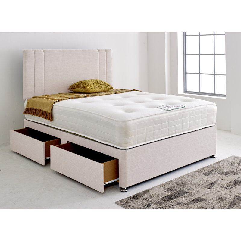 Divan Bed with Autumn Headboard, Small Double (120 x 190 cm), Sand, No Drawers