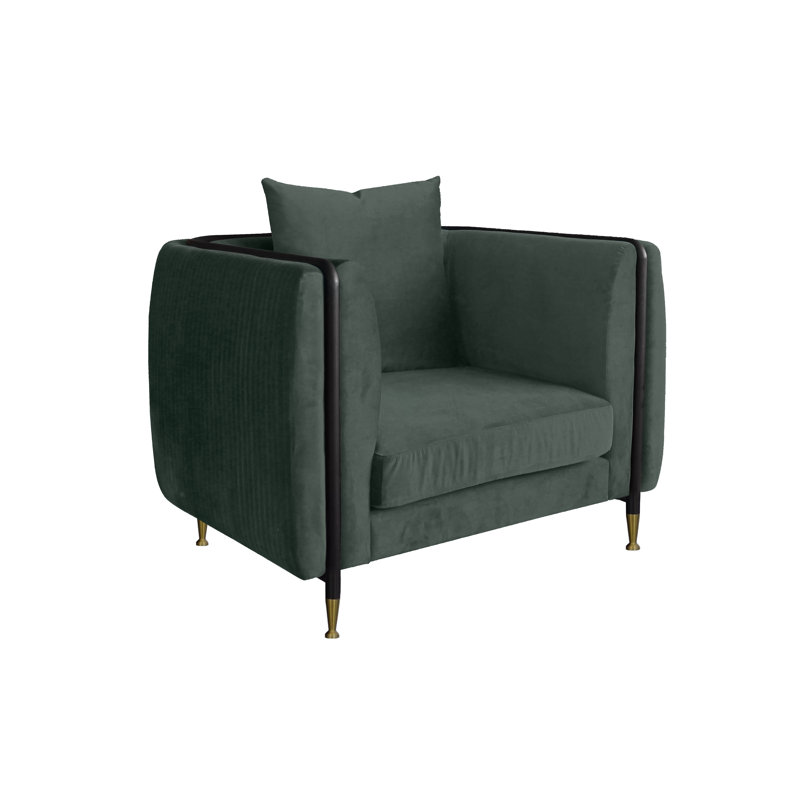 Fauteuil en velours l 32 po Meryem, Vert foncé
