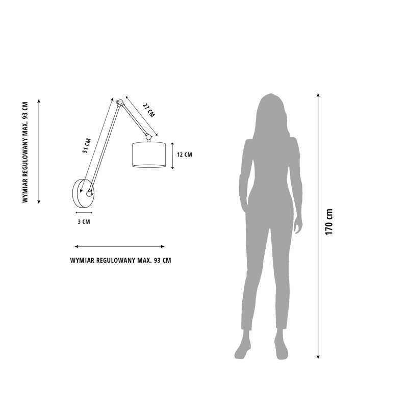 TESNUS GOLD Steel Swing Arm Sconce, Natural, White/Gold