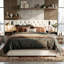 All-in-One Beige Velvet Ottoman Bed With Integrated Nightstands, Reading Lights & USB-C Charging, UK & EU Double & King-892267322