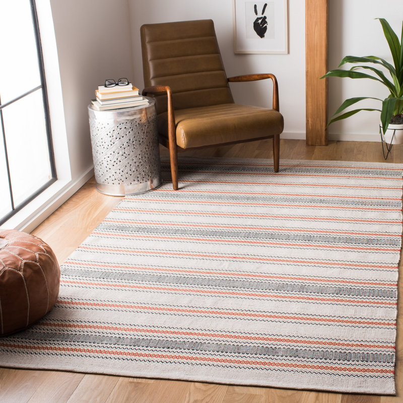 Tapis rayé en coton Annia, Rectangle 4 pi x 6 pi