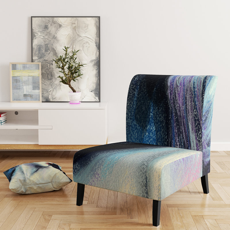 Brechta Vibrant Curve Design II - Velvet Upholstered Modern Slipper Chair, Purple/Black/Light Green