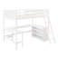 Lit mezzanine double avec tablettes et bureau en blanc, optimisez votre utilisation de l'espace, construction en bois de pin, idéal pour étudier et dormir sur des tablettes en bois blanc, améliorer la fonctionnalité de mise à niveau de l'utilisation,