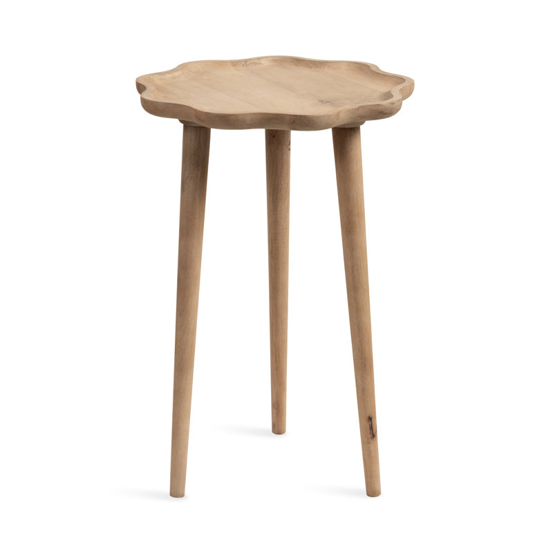 Round Wavy Wooden Side Table