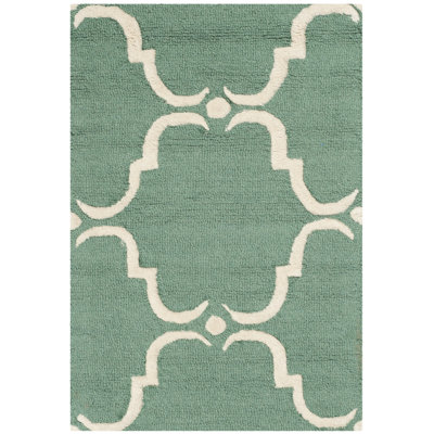 Lockeford Geometric Handmade Tufted Wool Teal/Ivory Area Rug -  Winston Porter, B8EA41057259435E931A96211900E931