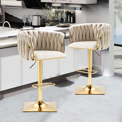 Heidel Swivel Upholstered Adjustable Height Counter Stool with Metal Frame