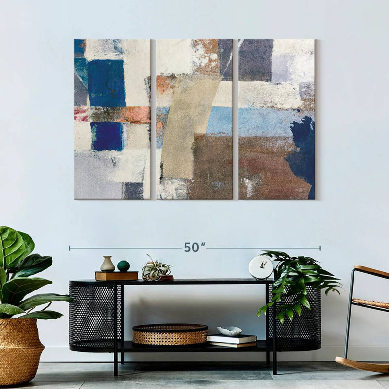 Abstrait domaine abstrait, ensemble de 3 reproductions sur toile par Alexander B, H 32 po x l 50 po x P 1,25 po