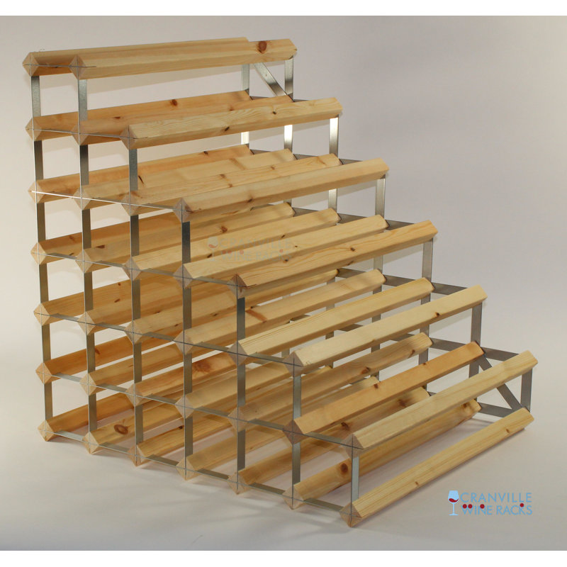 54 Bottle Floor Wine Bottle Rack, Natural Pine