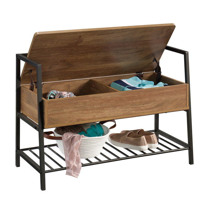 Banc de rangement à couvercle rabattable Arturs, Mangue Sindoori