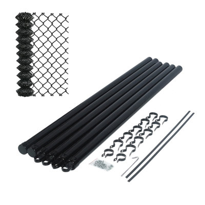 Heavy-Duty Galvanized Steel Chain Link Fence Kit – 6x50 ft. | 7 AWG Security-Grade Wire | Black PVC Coated | Rust & Corrosion Resistant | Complete Installation Kit with Posts, Rails & Hardware