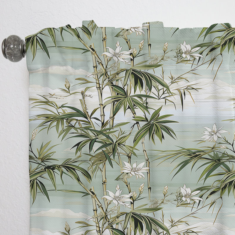 Bamboo Reflections Tropical Pattern IV - Tropical Curtain - Velvet Room Darkening - 1 panel, 52" W x 84" L