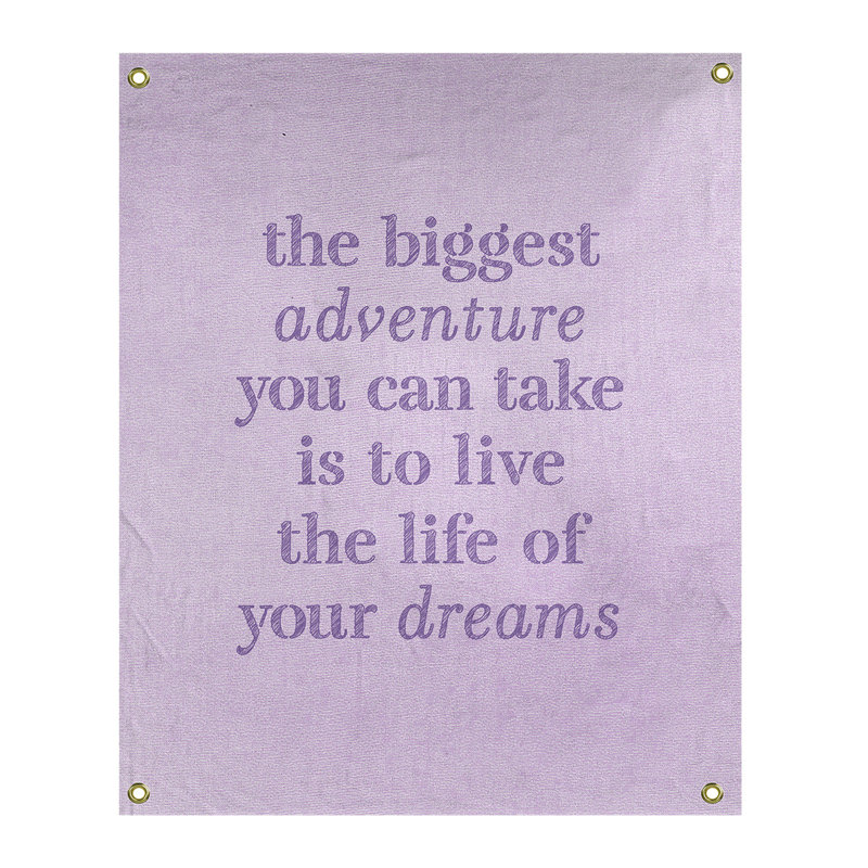 Tapisserie en polyester, le plus grand témoignage de citation adventure, H 59 pi x l 50 po, Mauve