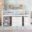 Lit mezzanine basse avec armoire, tablettes et bureau portable roulant, lit multifonctionnel-993810079