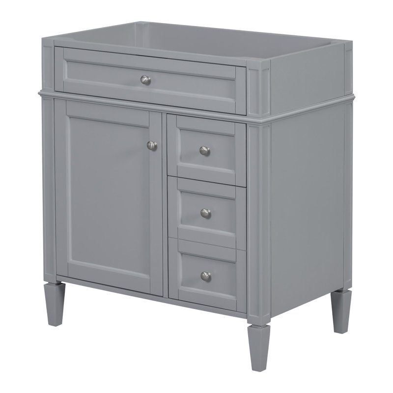 Meuble-lavabo de salle de bain de 30 po sans lavabo supérieur, armoire de rangement moderne avec 2 tiroirs et un tiroir rabattable (BASSIN INCLUS)