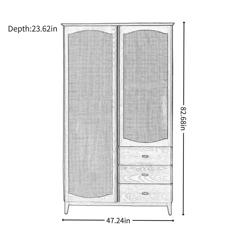 Retro and Simple Rattan Wardrobe