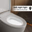 Toilette allongée intelligente avec réservoir intégré, siège chauffant, chasse automatique, capteur de pied et veilleuse
