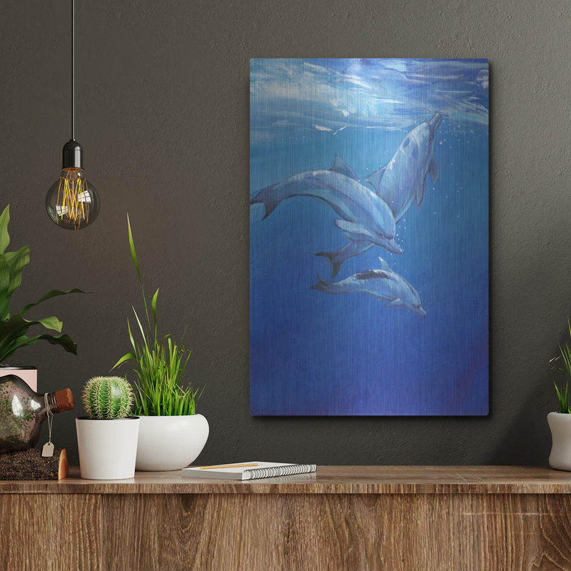 Luxe métal Art «Under Sea Dolphins» par Tim O'Toole «Luxe métal Art» Under Sea Dolphins »par Tim O'Toole