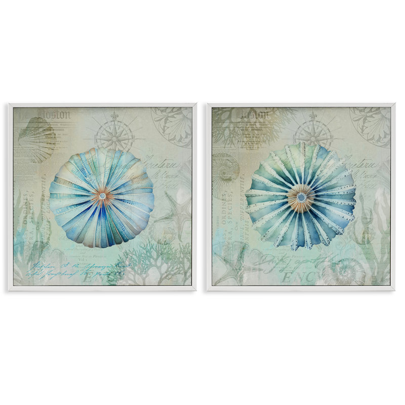  Ensemble de 2 giclées rétro bleues par Andrea Haase, H 17 po x l 17 po, Blanc