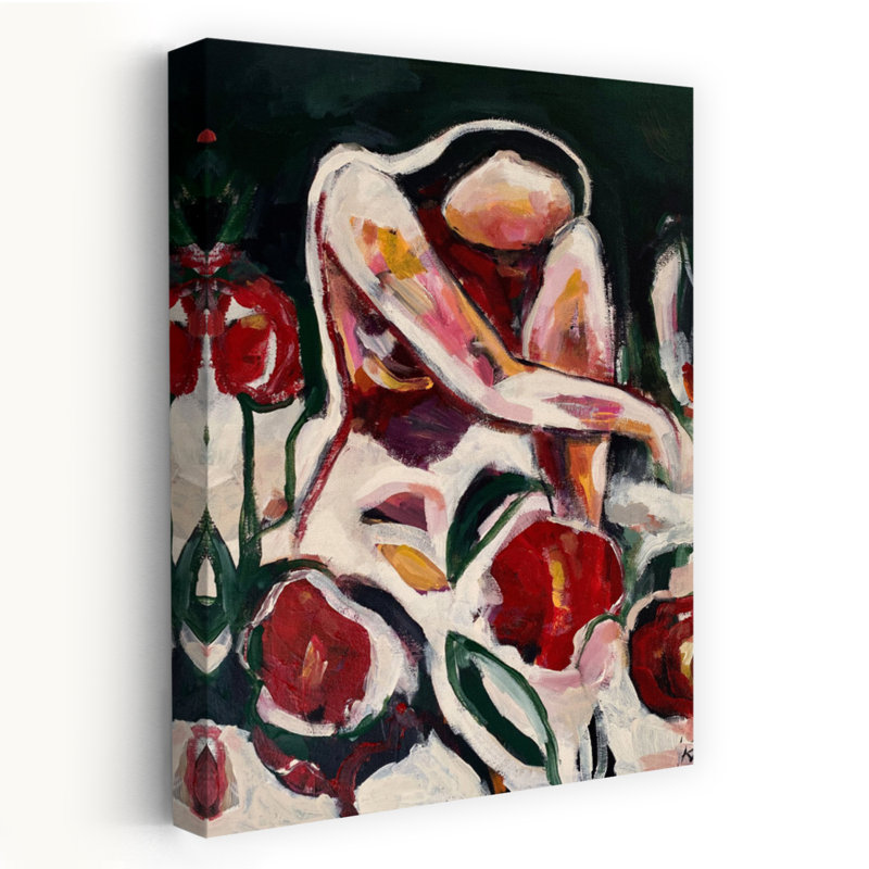 Art contemporain fleur moderne, H 18 po x l 12 po