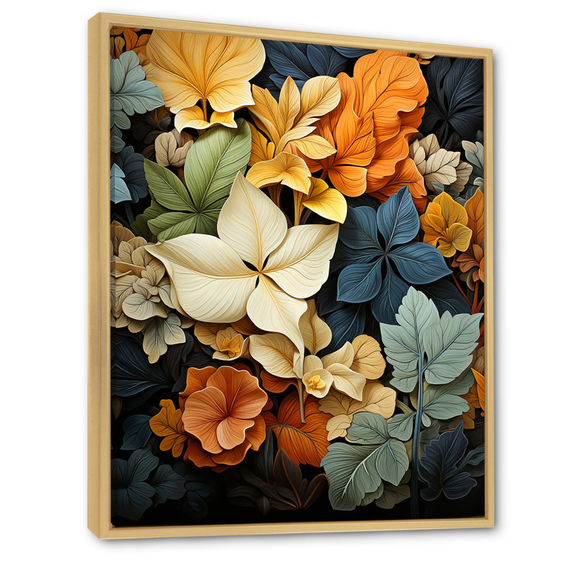 Feuilles d'automne, palette en sourdine - impression, H 40 po x l 30 po x P 1,5 po, Cadre naturel flottant