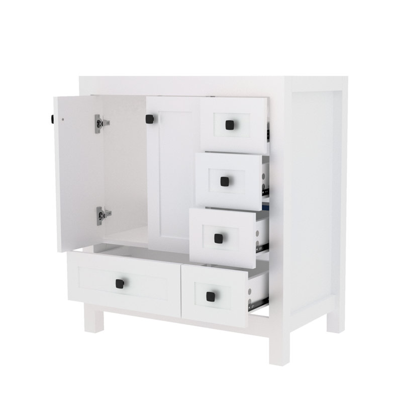 Base de meuble-lavabo simple autoportant 30 po seulement, comptoir de lavabo non inclus, Blanc
