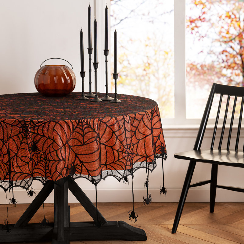 Dareau Spider Lace Halloween Tablecloth, 70" Round