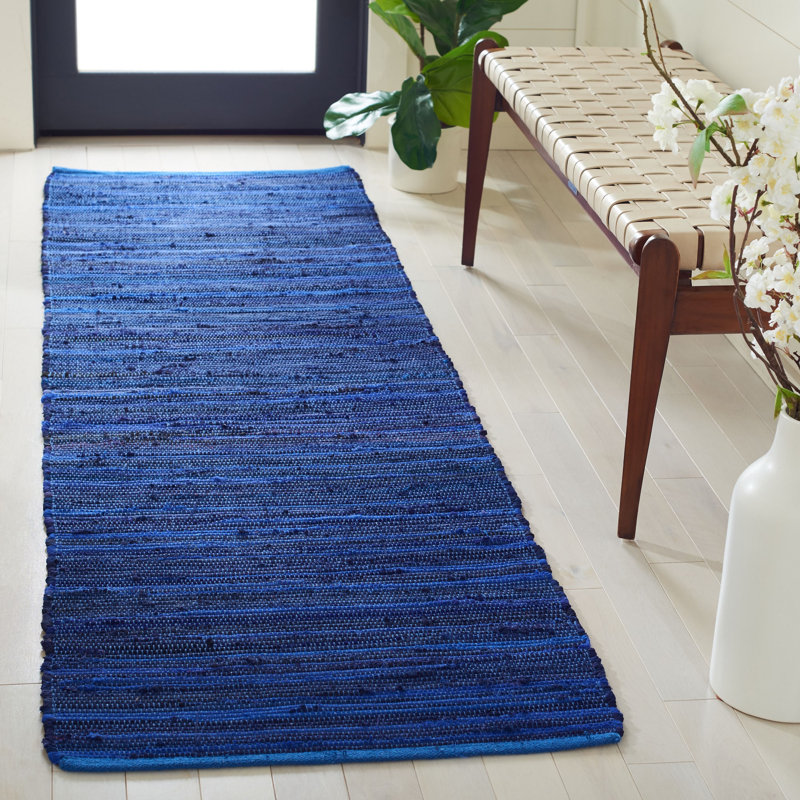 Burkhart Rug Hand Woven Cotton Striped Rug, Runner 2'3" x 7'