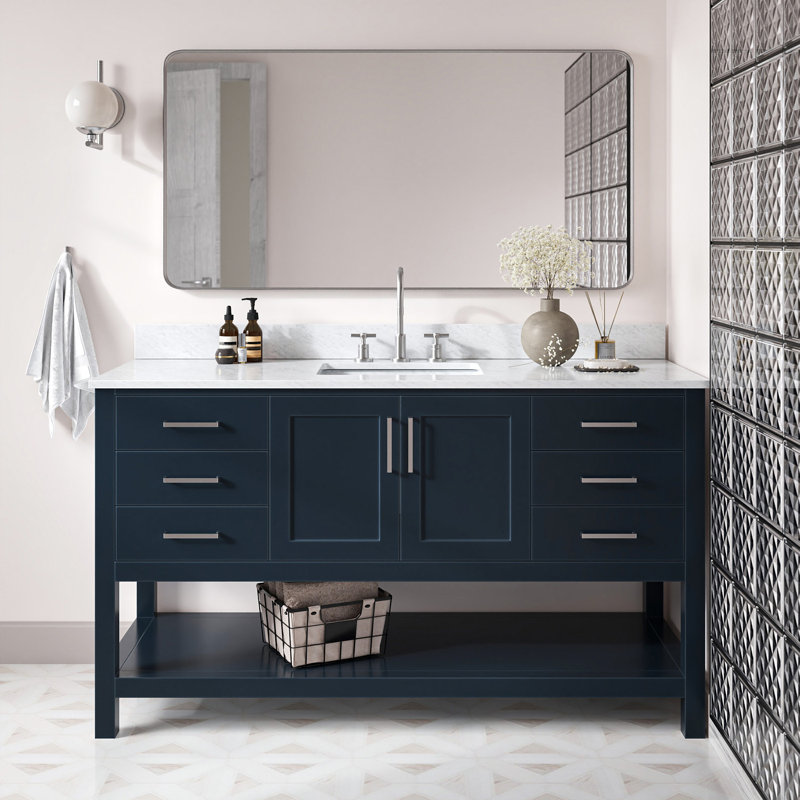 Magnolia Bath Vanity Rectangular Basin S061SCW2R, Midnight Blue, Rectangular, 61"