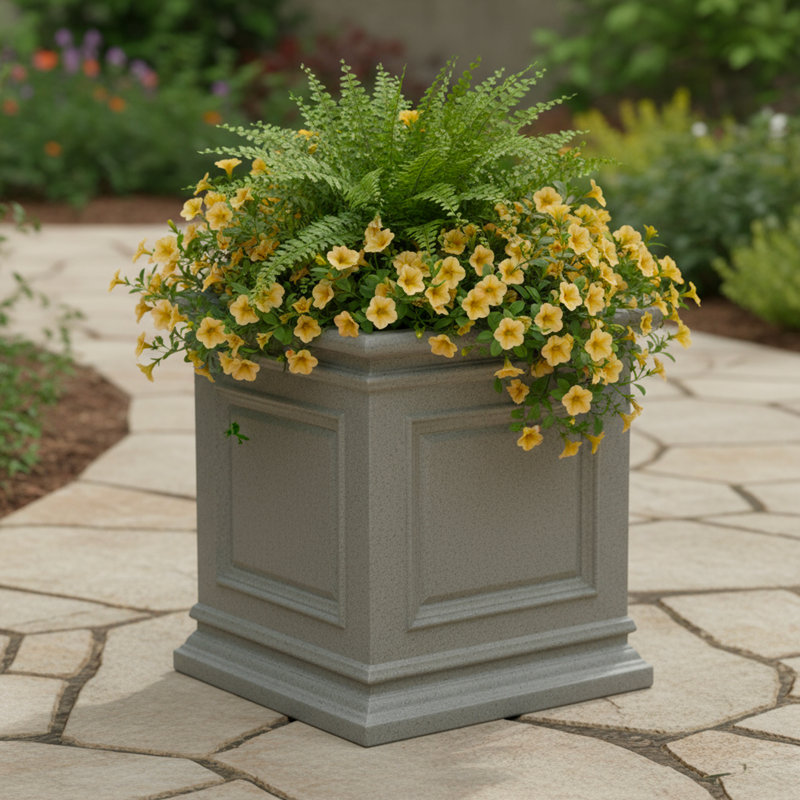 Takeia Square Planter Box, Warm Gray