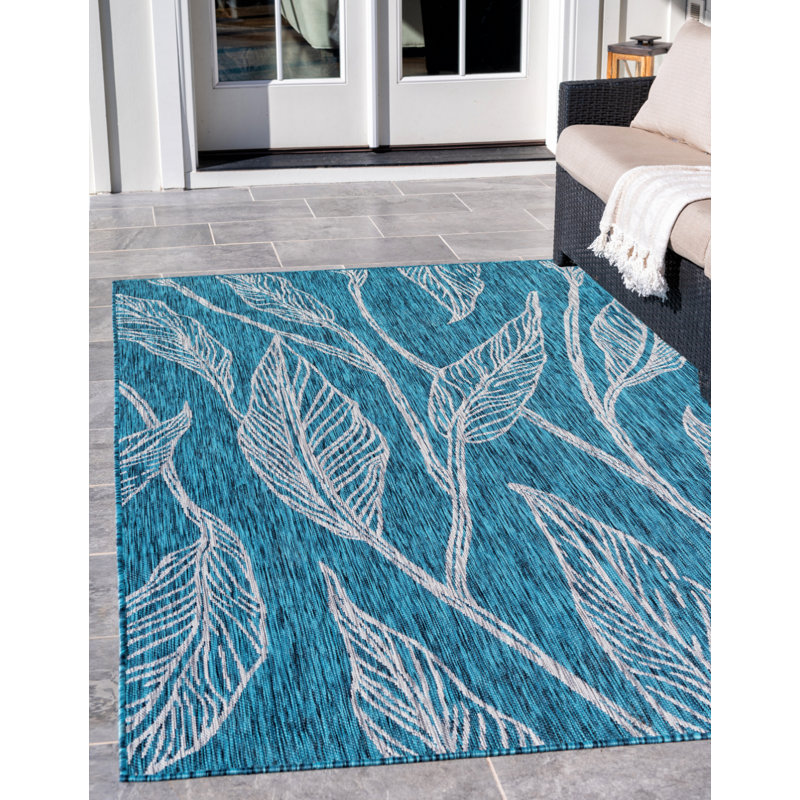 Yvelines Floral Indoor / Outdoor Rug, Rectangle 5'1" x 8'