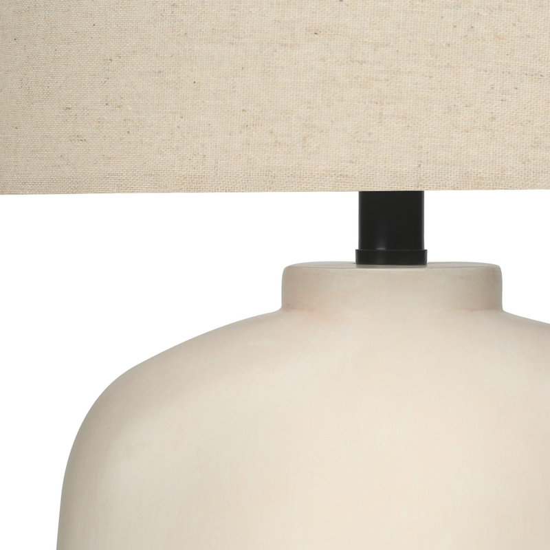 Lighting, H 25 po, lampe de table, résine crème, abat-jour beige, moderne