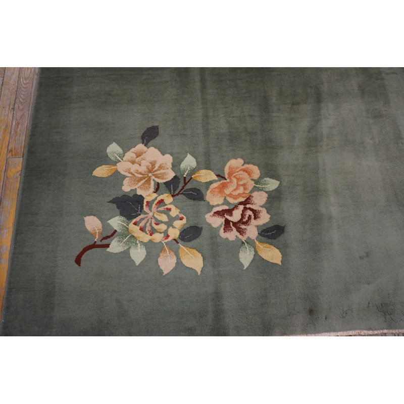 Room Size Antique Soft Blue Gray Color Art Deco Chinese Rug