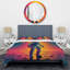 Pink Orange Astronaut Through Space II - Space Duvet Cover Set-101242567