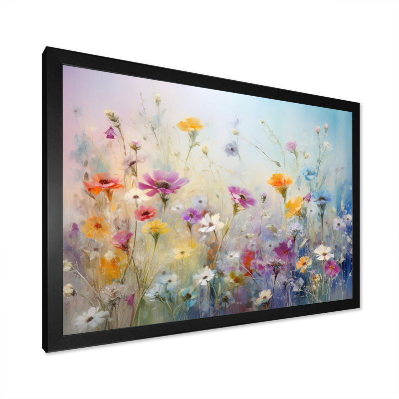 Wildflowers Blossoming Dreams - Art mural fleurs sauvages, Noir, H 16 po x l 32 po, Impression encadrée