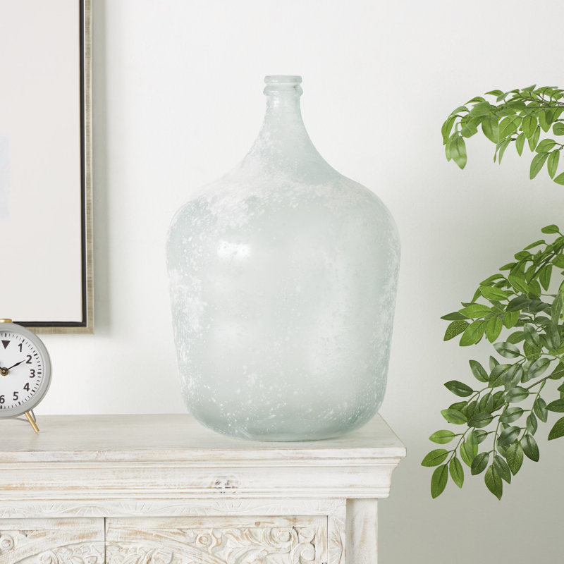 Bouteille décorative en verre faite à la main Rhaegan, H 21,9 po x l 14,3 po x P 14,3 po