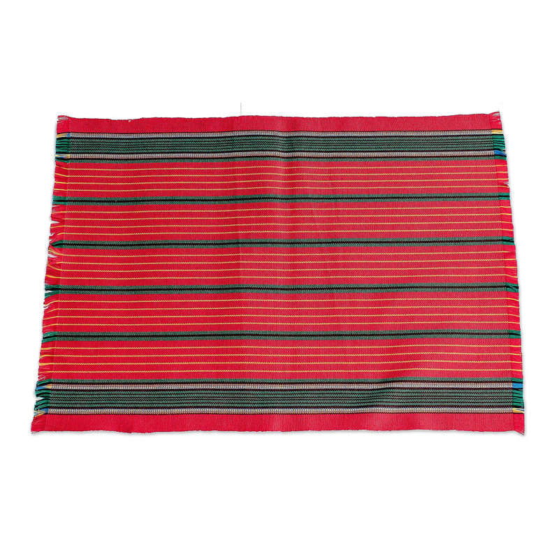 Latitude Run® Handmade Red Christmas Cotton Table Linen Set (Set For 6)
