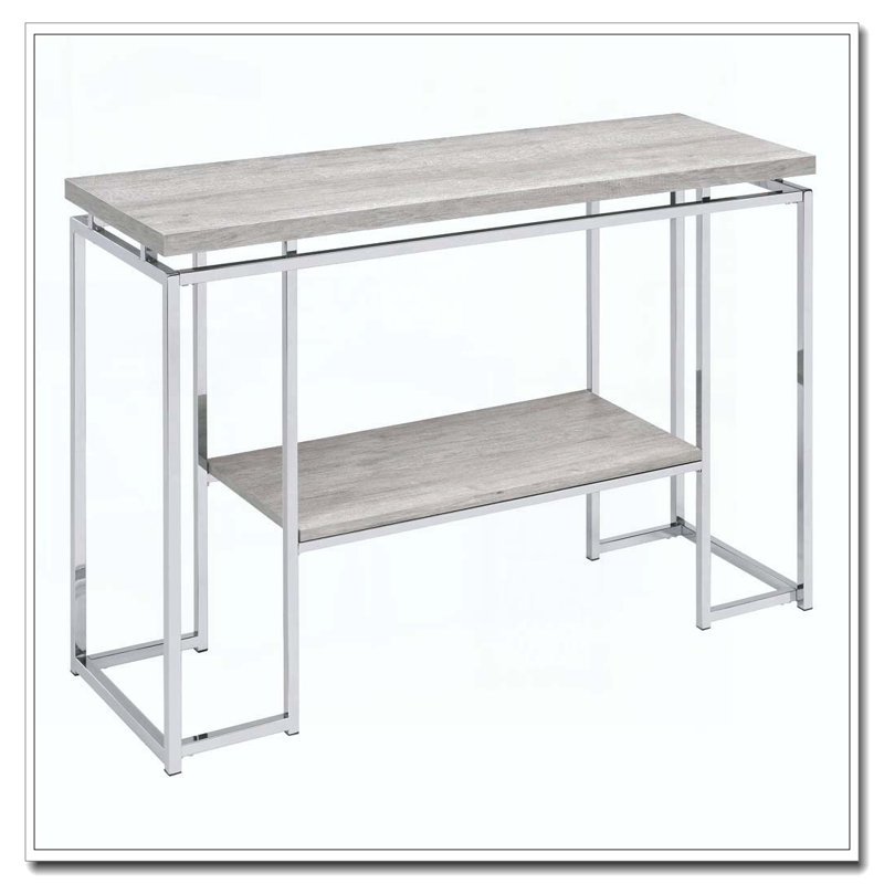 Table de canapé en chêne naturel et chrome