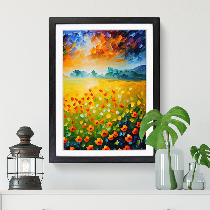 Leonelle Poppy Field Painted Vol.3 Framed Print, 34cm H x 25cm W x 2cm D, Walnut