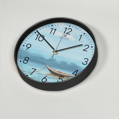 Horloge murale Cobleskill Elegant, 12 po de diamètre, 1,8 po d'épaisseur | Cadre 100% plastique, couvercle en verre véritable | Parfait pour la décoration intérieure, le salon et le bureau | Horloge élégante au design moderne