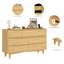 Commode 7 tiroirs en bois massif 55,12 po avec 2 prises et 2 ports USB-1298838972