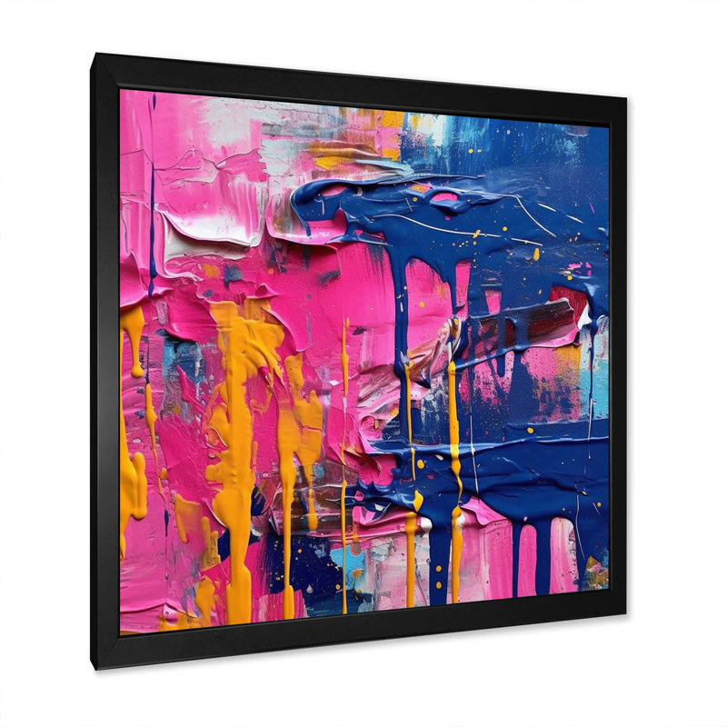 Explosions de couleur rose et bleue - Imprimé, H 30 po x l 30 po x P 1 po, Cadre photo noir simple