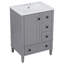 Meuble-lavabo gris de 24 po avec lavabo intégré en céramique, tablette à double couche, tiroirs à fermeture en douceur et porte d'armoire à fermeture en douceur.-1380335095