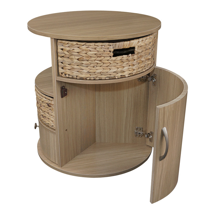 Table de bout à 2 tiroirs avec rangement Brydone Drum, Naturel