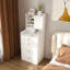 Coiffeuse 3 en 1 avec miroir à DEL et tabouret de rangement - coiffeuse de maquillage compacte avec 4 tiroirs, armoire de rangement et tabouret caché, conception à panneau de densité blanc, bibliothèque ouverte pour l'organisation de la chambre à coucher