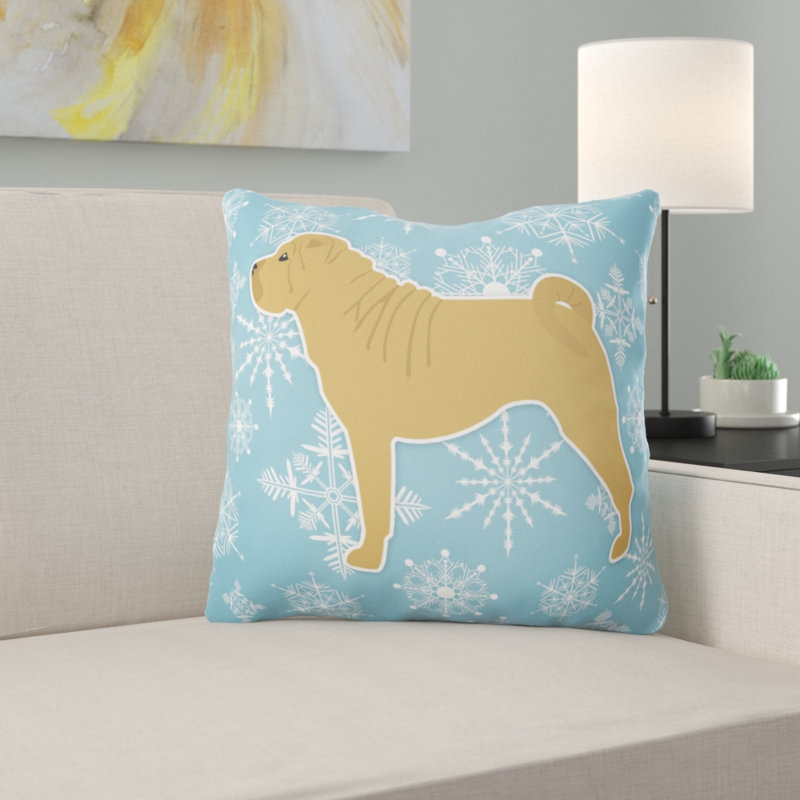Winter Snowflakes Indoor/Outdoor Throw Pillow, 14" H x 14" W x 3" D