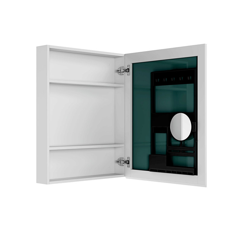 Pharmacie pour salle de bain à porte simple avec miroir, 24 po x l 30 po, H 24 po x H 30 po, bords biseautés, argent