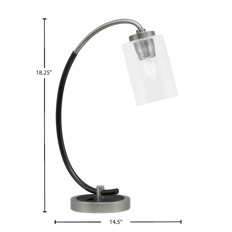 Lampe de bureau en acier inoxydable Guile, Graphite / noir mat, Transparent