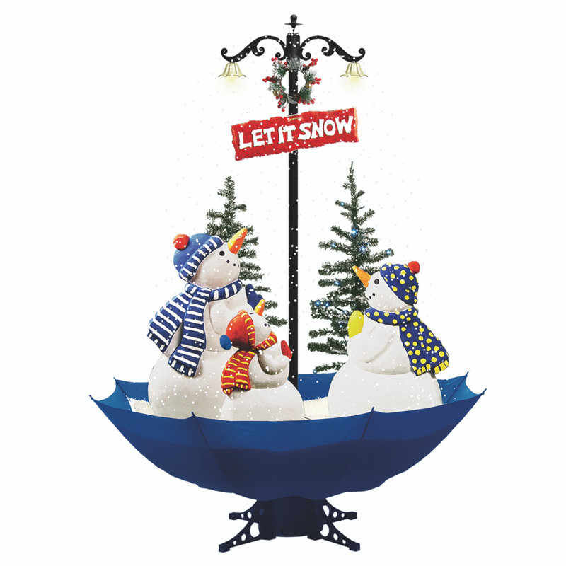 Lighted Musical Snowing Let It Snow Snowmen In Umbrella Base Christmas Decoration - 5.5'